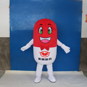 Funtoys MOQ 1 PCS customized cartoon pill mascot costume Cute cartoon pill mascot Red pill capsule mascot costume