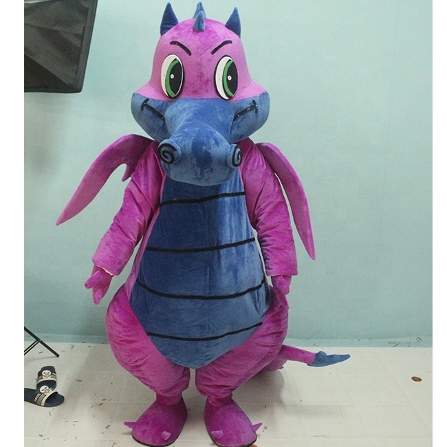 Funtoys  hot selling customized purple dragon Cosplay Mascot Costume Cartoon dinosaur Mascot Costumes for sale