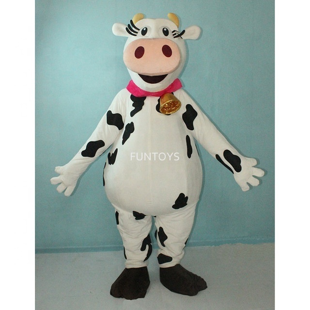 Funtoys Customize Purple Milk Cow Dairy Cattle Mascot Costume Plush Fur Cartoon Cosplay Carnival Farm Pasture For Adult