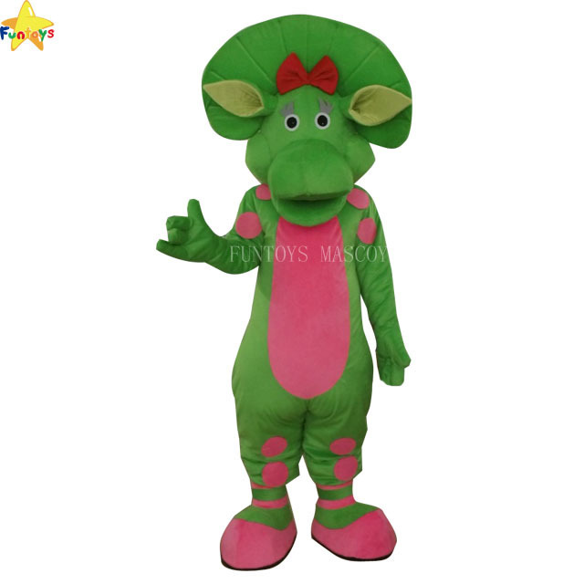 Funtoys CE green fursuit dinosaur barney mascot costume for adult