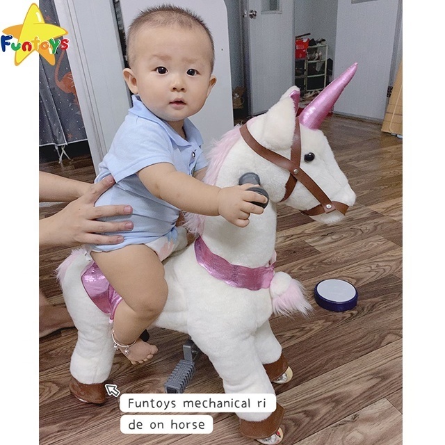 Funtoys  ride on animal toy human power horse wooden running horse toy pony unicorn