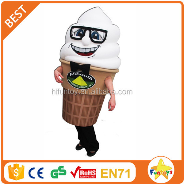 Funtoys CE Custom plush walking ice cream adult mascot costume for advertising