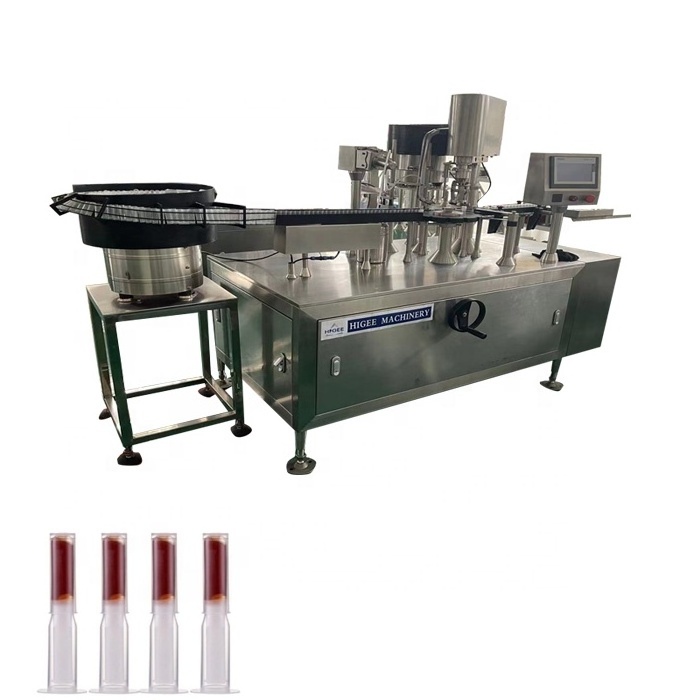 Vial tube filler capper labeller automatic gynecological gel  booster filling capping machine packaging line