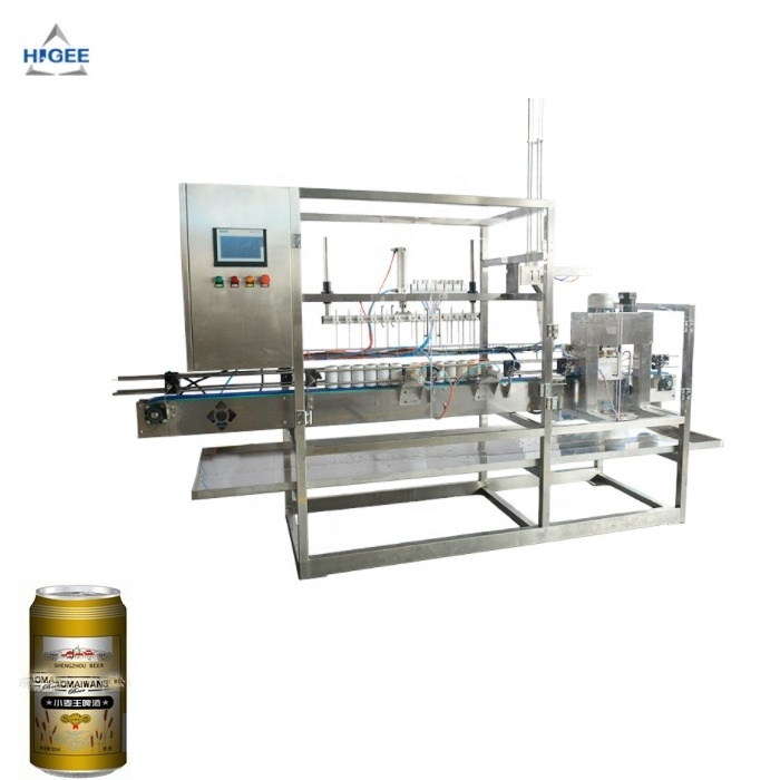 1200CPH beer can filler seamer and self adhesive labeling machine