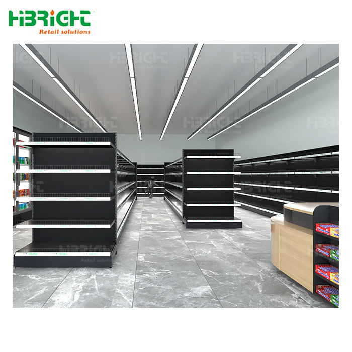 Highbright Free Design China Gondola Mart Racks Supermarket Shelves, Black Gondola Shelving Units