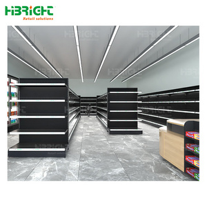 Highbright Free Design China Gondola Mart Racks Supermarket Shelves, Black Gondola Shelving Units