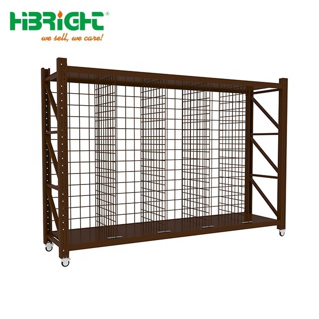 Heavy duty supermarket removable storage shelves warehouse rack with wheels and dividers