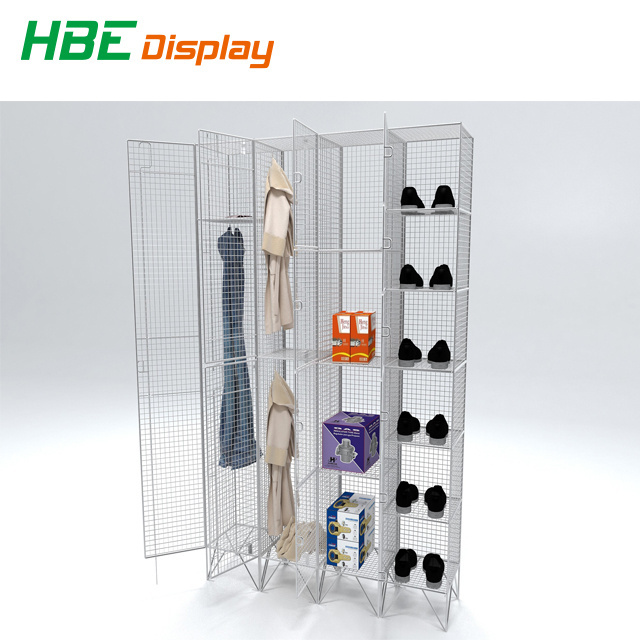 multiple size strong storage and merchandiser 18 doors wire locker steel wire mesh shoe rack with lock and key