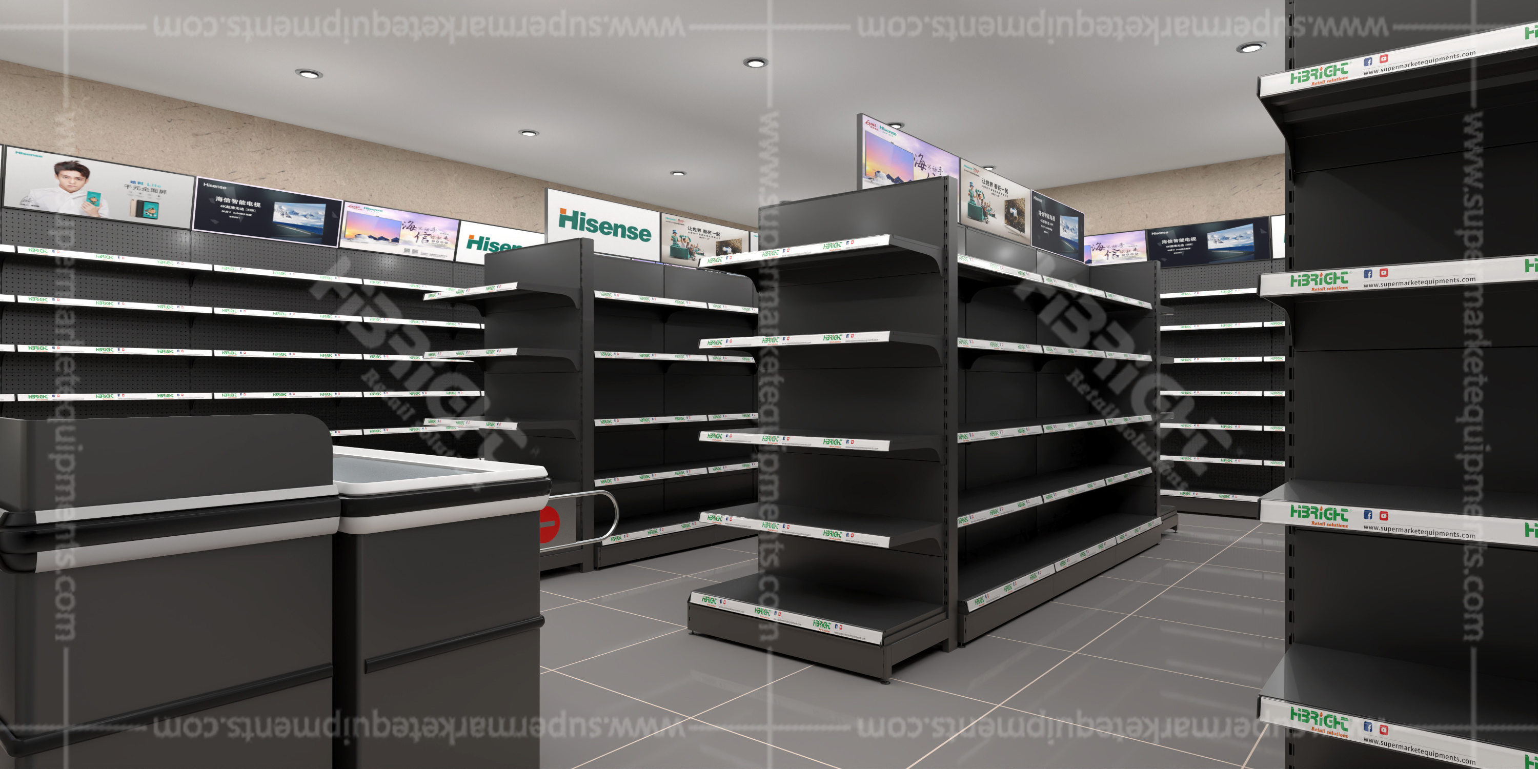 Highbright 2D 3D Retail Solution Grocery Gondola Shelving Heavy Duty Commercial Supermarket Shelf