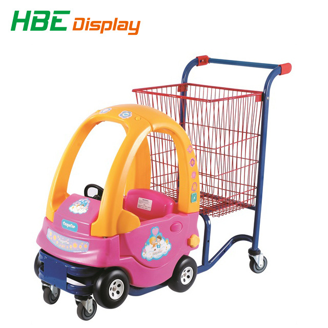 Selling Supermarket Plastic Kid Shopping Trolley Car with Baby Seat