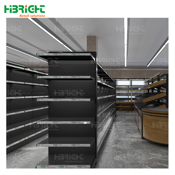 Highbright Free Design China Gondola Mart Racks Supermarket Shelves, Black Gondola Shelving Units