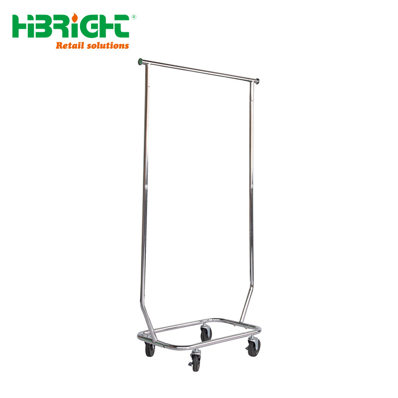 shop furniture retail metal Adjustable folding  4 way clothing Laundry display garment rack stand