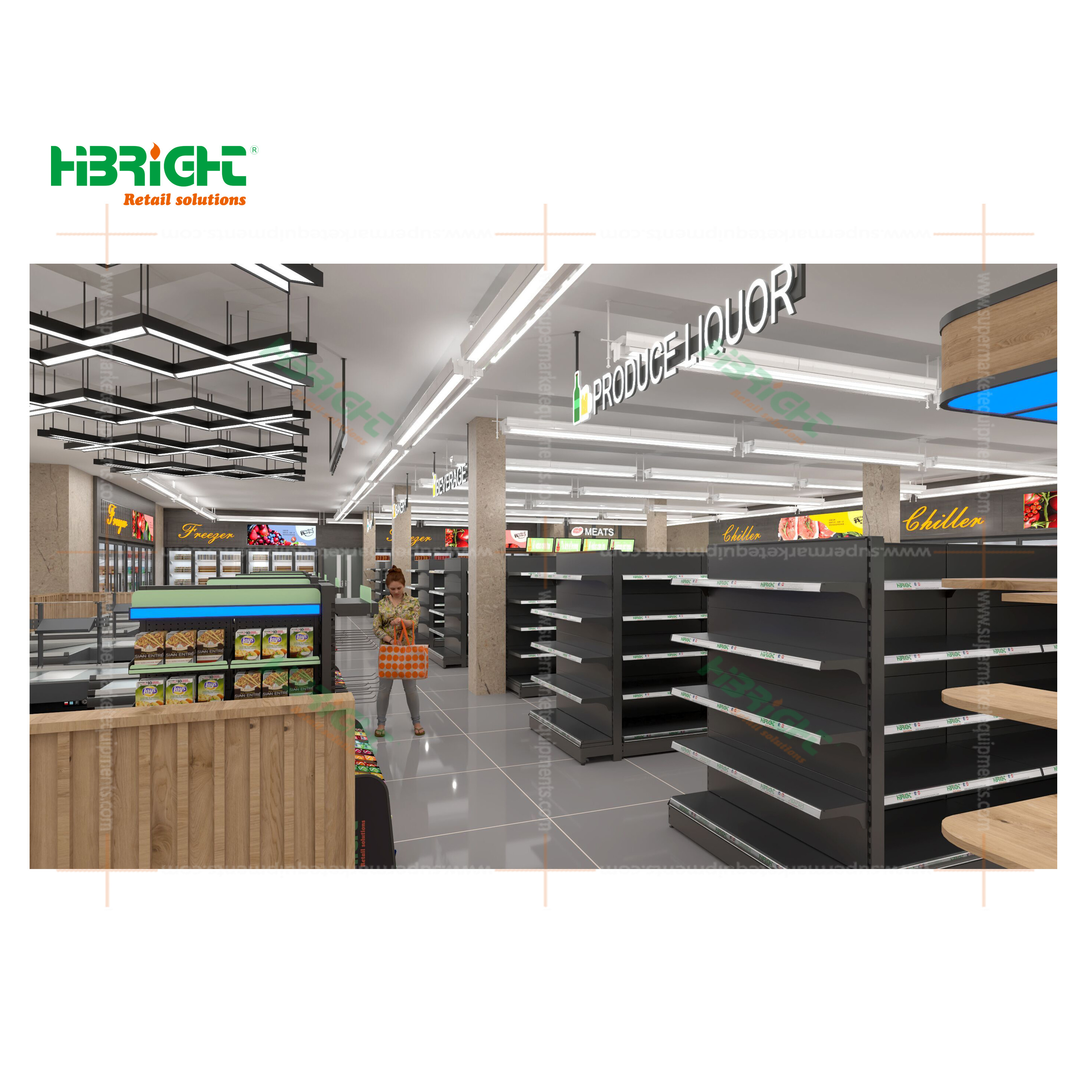 multi size convenience store display rack supermarket Metal Shelves with display hook