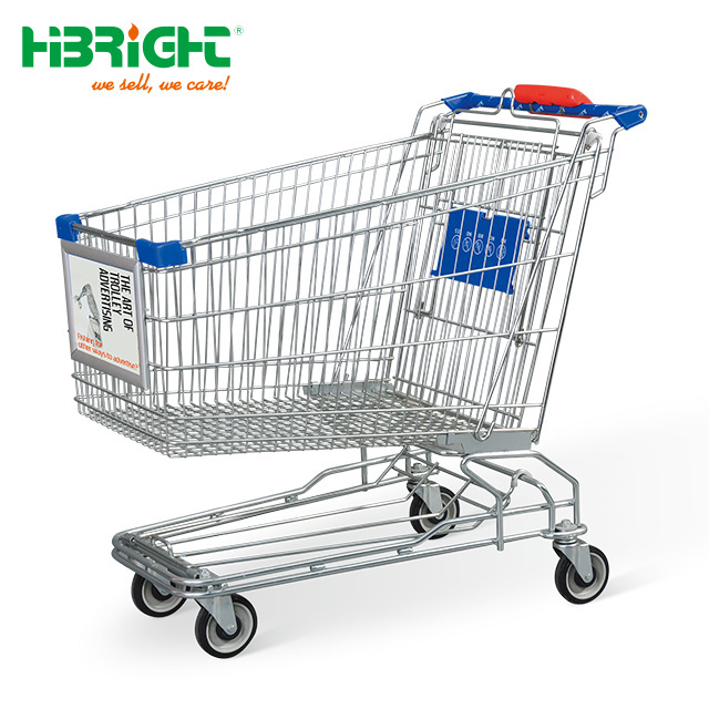 Supermarket Shopping Trolley Cart Metal Surface with customized logo