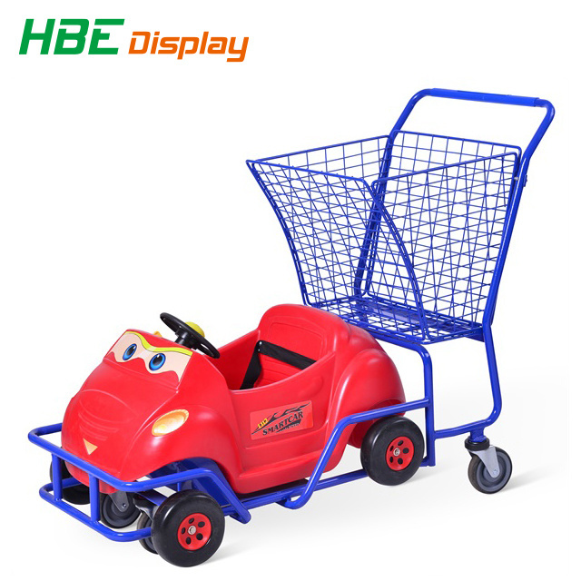 Selling Supermarket Plastic Kid Shopping Trolley Car with Baby Seat