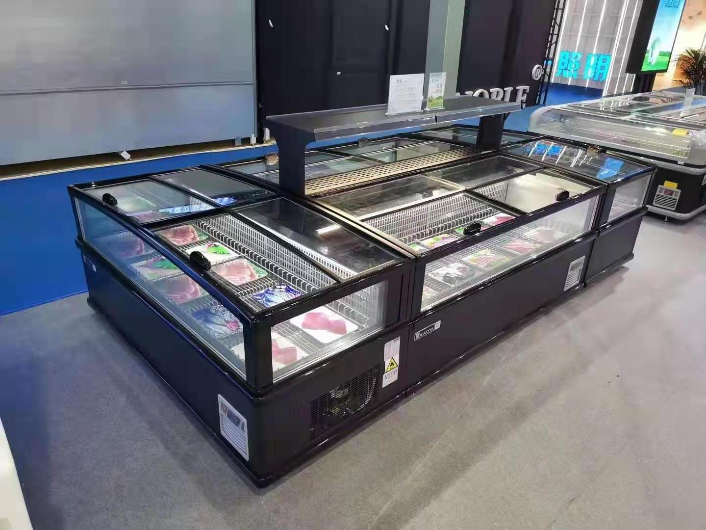 Combination commercial island freezer Refrigeration Equipment Supermarket Island Display Chest Freezer For Frozen Food