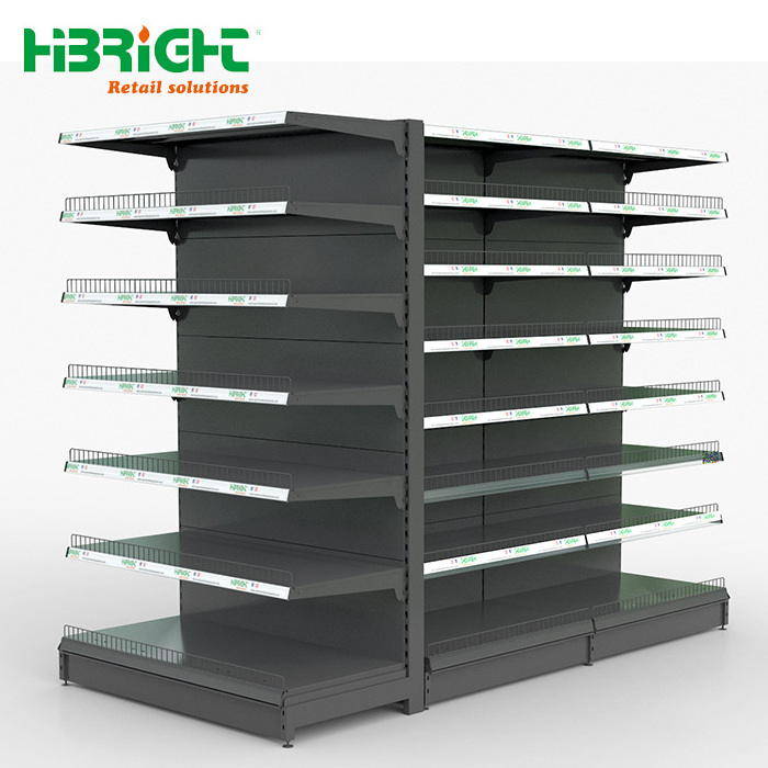 Highbright Free Design China Gondola Mart Racks Supermarket Shelves, Black Gondola Shelving Units