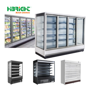 Multi-Deck Grocery Store Upright Commercial Refrigerator Supermarket Vegetable Fruit Display Chiller with Glass Doors