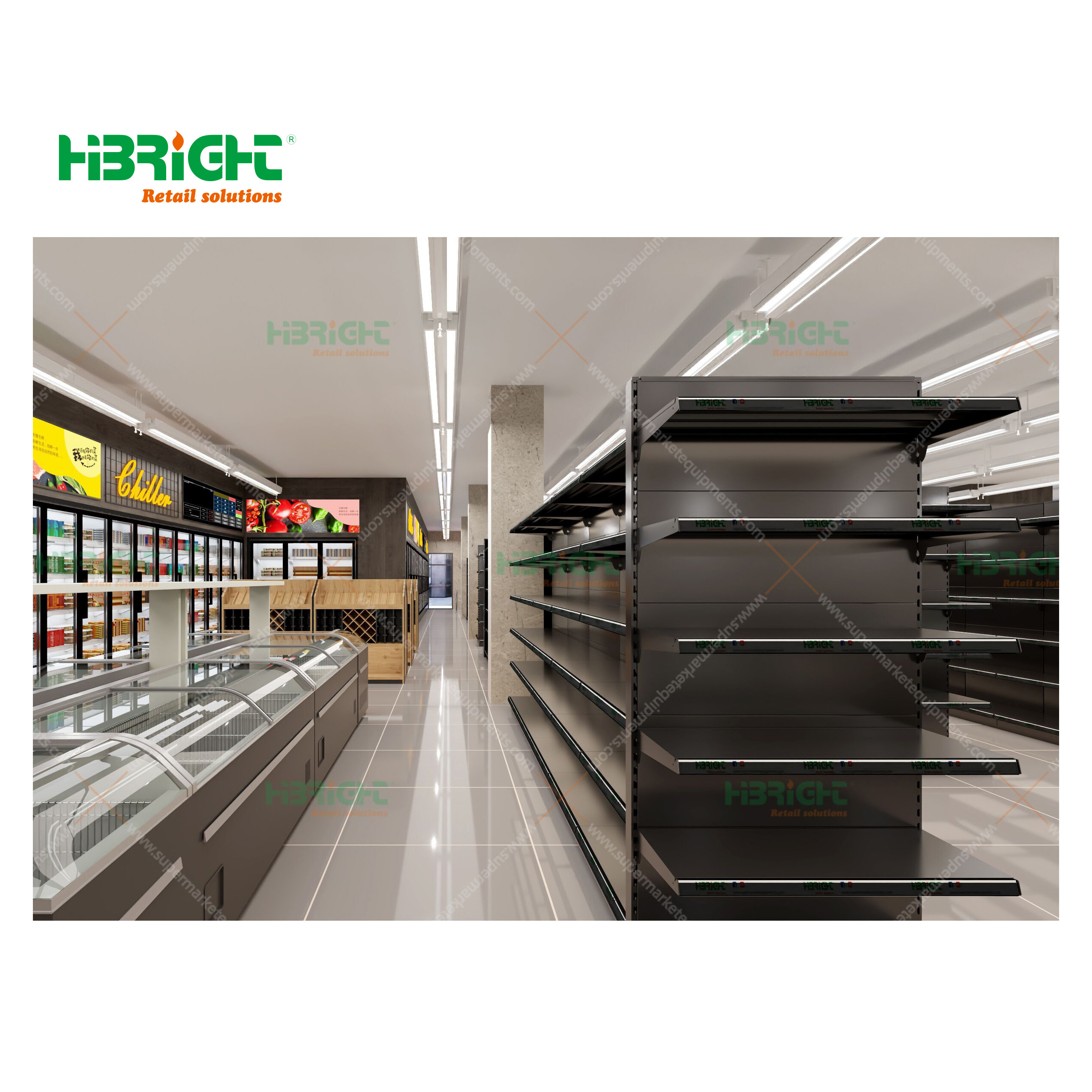 multi size convenience store display rack supermarket Metal Shelves with display hook