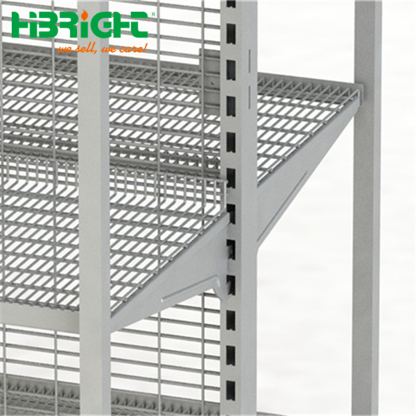 Wire mesh grocery store shelf metal shop retail display stand rack heavy duty grid supermarket gondola shelving