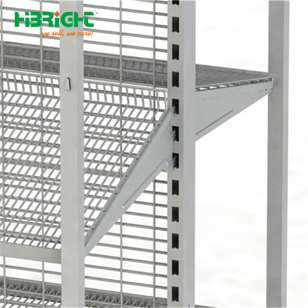 Wire mesh grocery store shelf metal shop retail display stand rack heavy duty grid supermarket gondola shelving