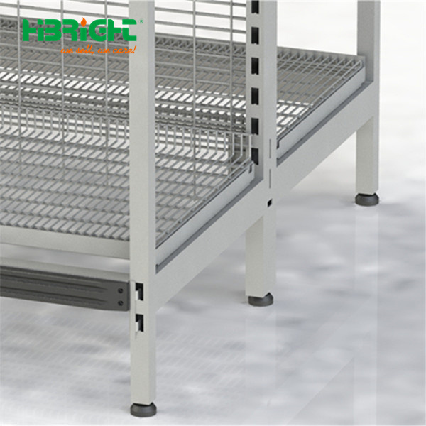 Wire mesh grocery store shelf metal shop retail display stand rack heavy duty grid supermarket gondola shelving