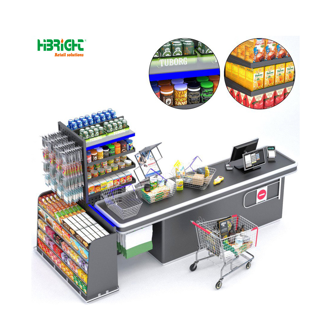 High Quality Grocery Store Cashier Desk Supermarket Checkout Counter for Sale Service