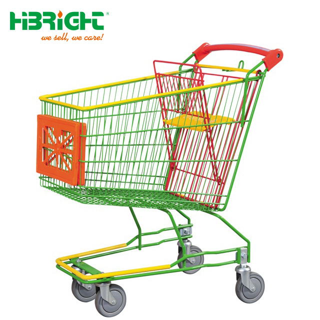 Asian big size dimension shopping trolley, European style supermarket hand shopping trolley, retail shopping trolley