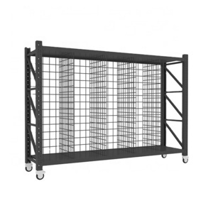 Heavy duty supermarket removable storage shelves warehouse rack with wheels and dividers