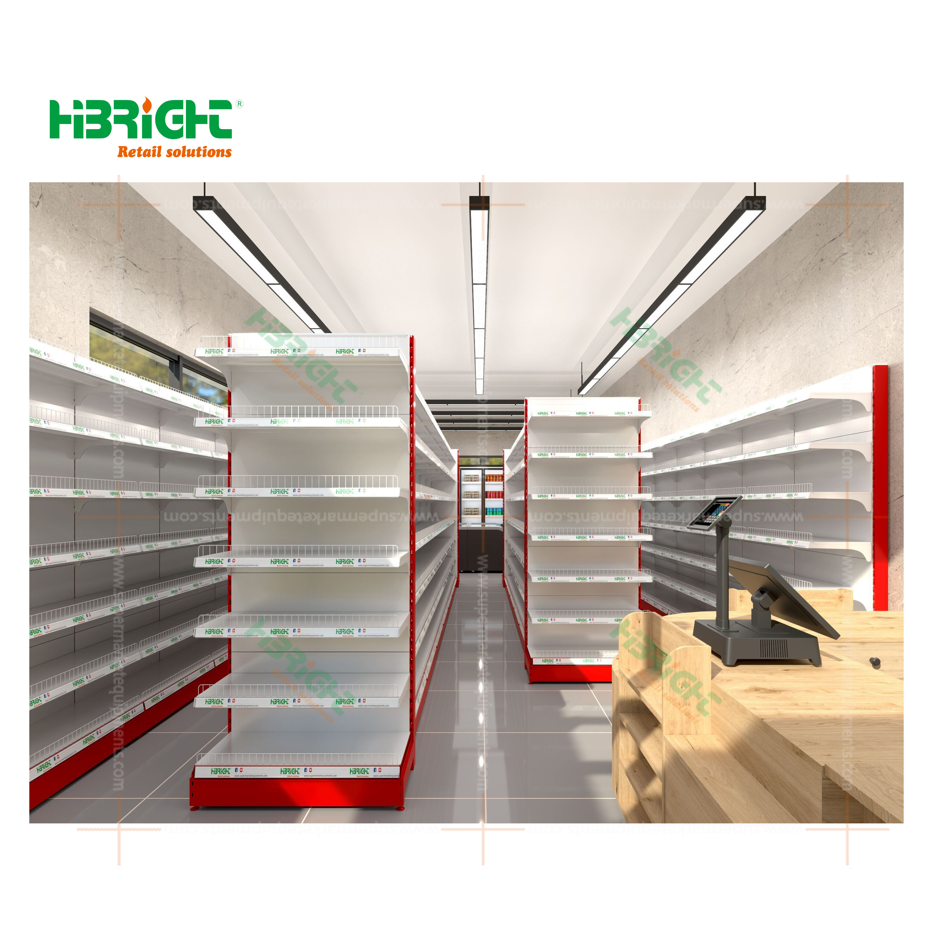 multi size convenience store display rack supermarket Metal Shelves with display hook