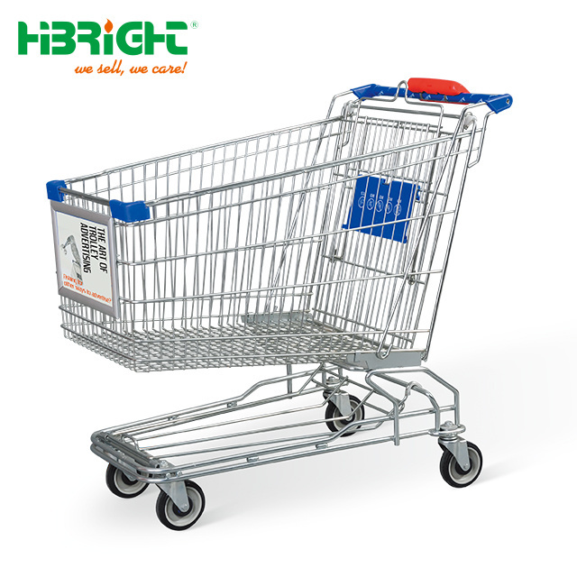 Supermarket Shopping Trolley Cart Metal Surface with customized logo