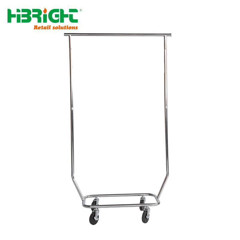 shop furniture retail metal Adjustable folding  4 way clothing Laundry display garment rack stand