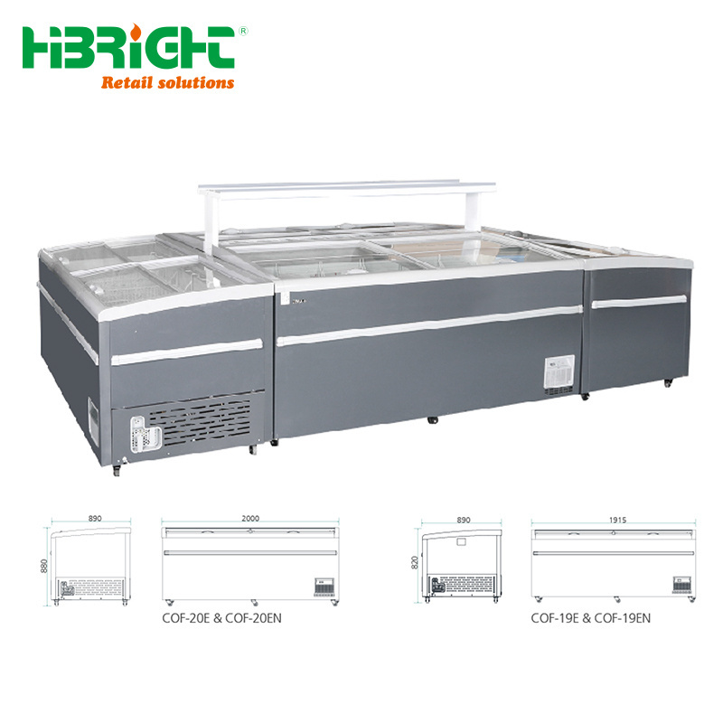 Combination commercial island freezer Refrigeration Equipment Supermarket Island Display Chest Freezer For Frozen Food