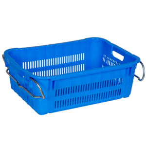 logistics equipment Plastic Supermarket Crates for Fruit And Vegetable with metal handle