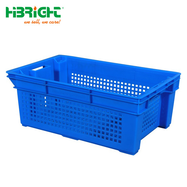 logistics equipment Plastic Supermarket Crates for Fruit And Vegetable with metal handle