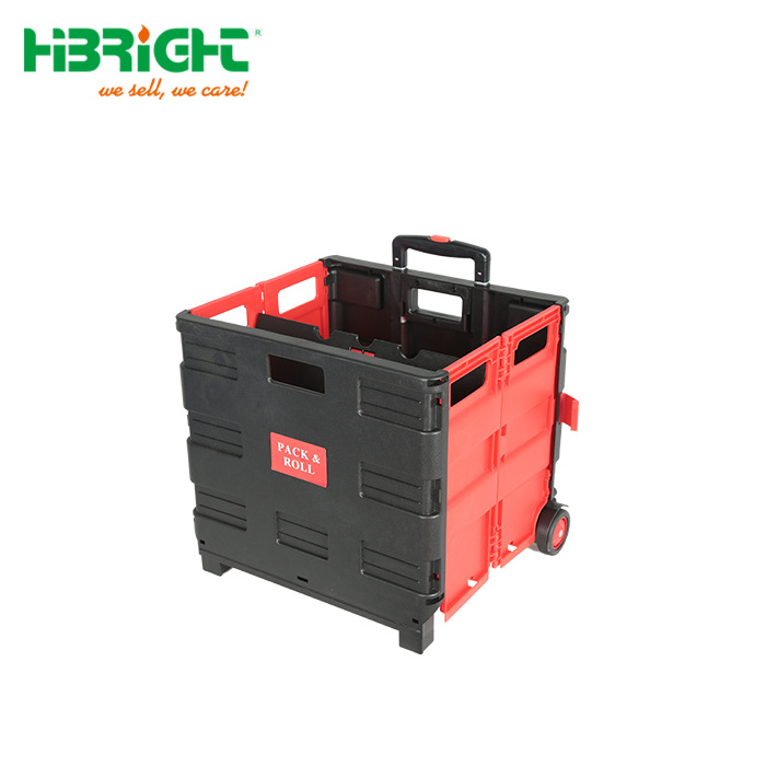 Rolling Folding Plastic Collapsible Crate with Wheels