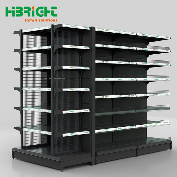 Highbright Free Design China Gondola Mart Racks Supermarket Shelves, Black Gondola Shelving Units