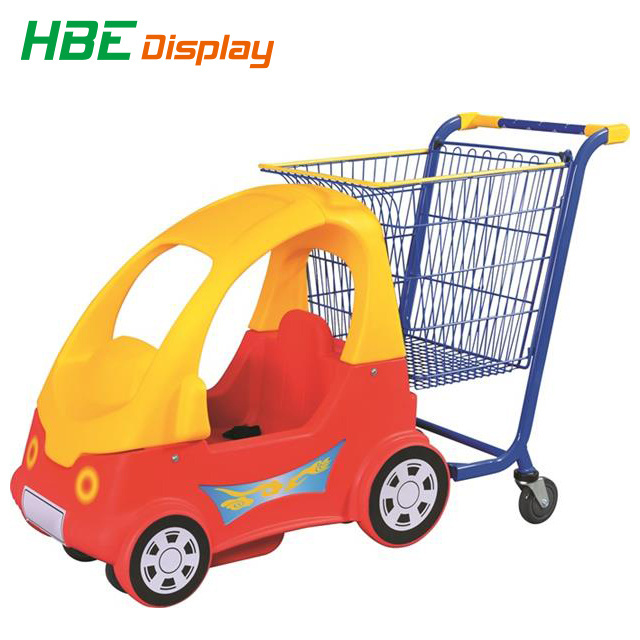 Selling Supermarket Plastic Kid Shopping Trolley Car with Baby Seat