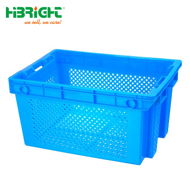 logistics equipment Plastic Supermarket Crates for Fruit And Vegetable with metal handle