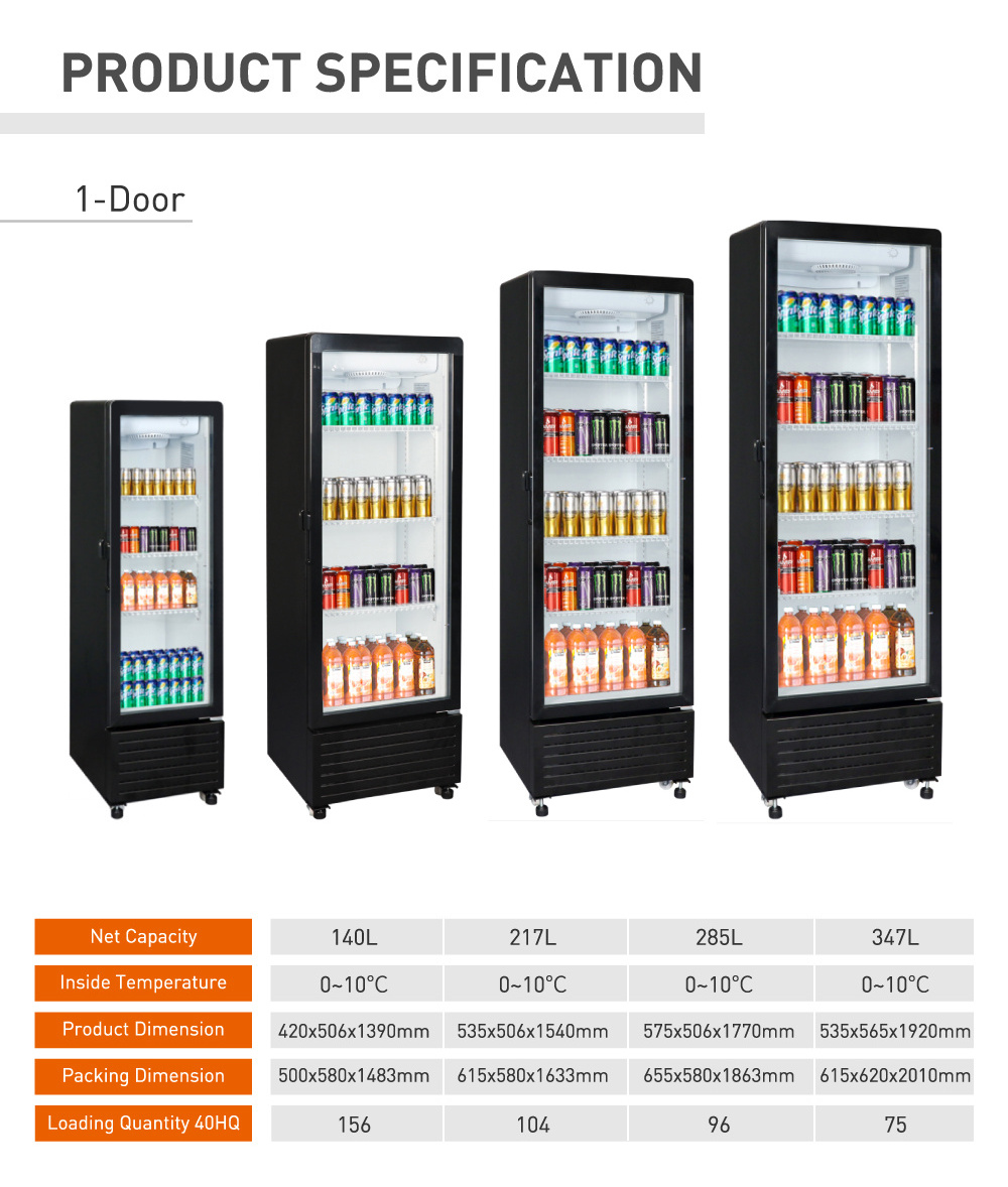 Highbright Single Glass Door Refrigerator Coca Display Cooler Cola Drink Commercial Refrigerator