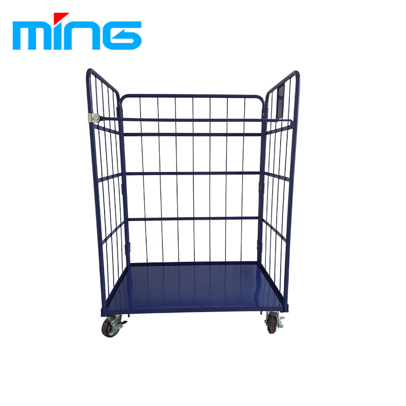 retail metallic durable 4 wheels big capacity mesh shelf storage warehouse trolly for supermarket