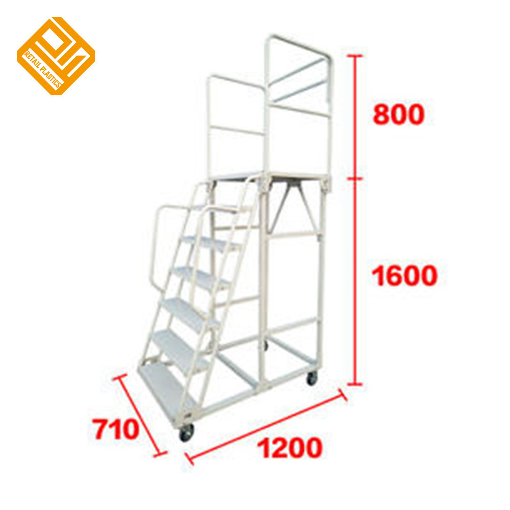 Industrial Mobile Platform Rolling Ladder with Safety Step