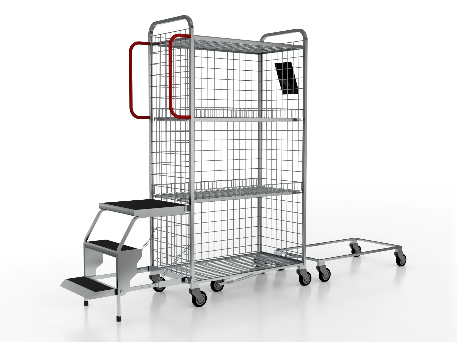 Metal Two Layer Movable Warehouse Roll Containers Suppliers Picking Trolley With Ladder