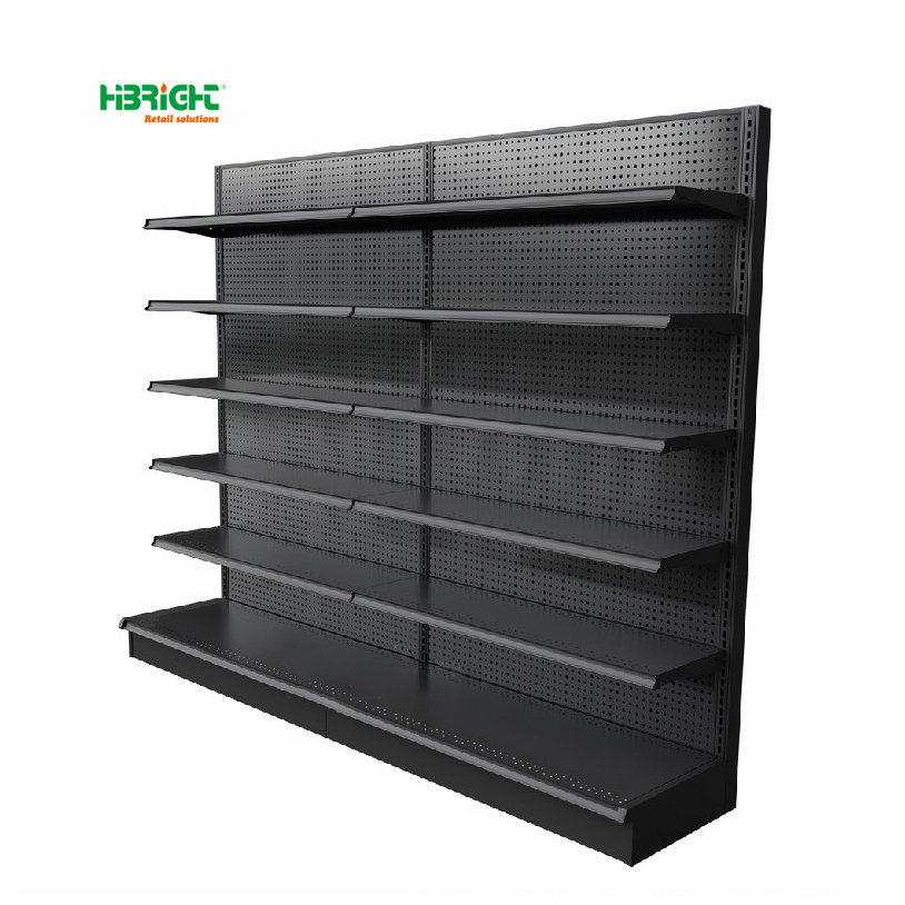 Multi-Layer Iron Commercial Grocery Store Heavy Duty Double Side Supermarket Shelving