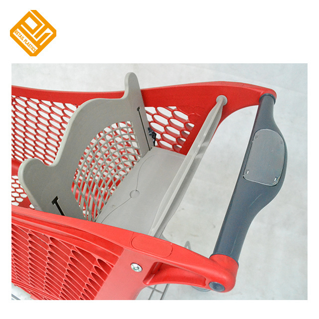 220L Hypermarket  Supermarket Grocery Store Push Trolley Plastic Shopping Cart with Advertising Handle