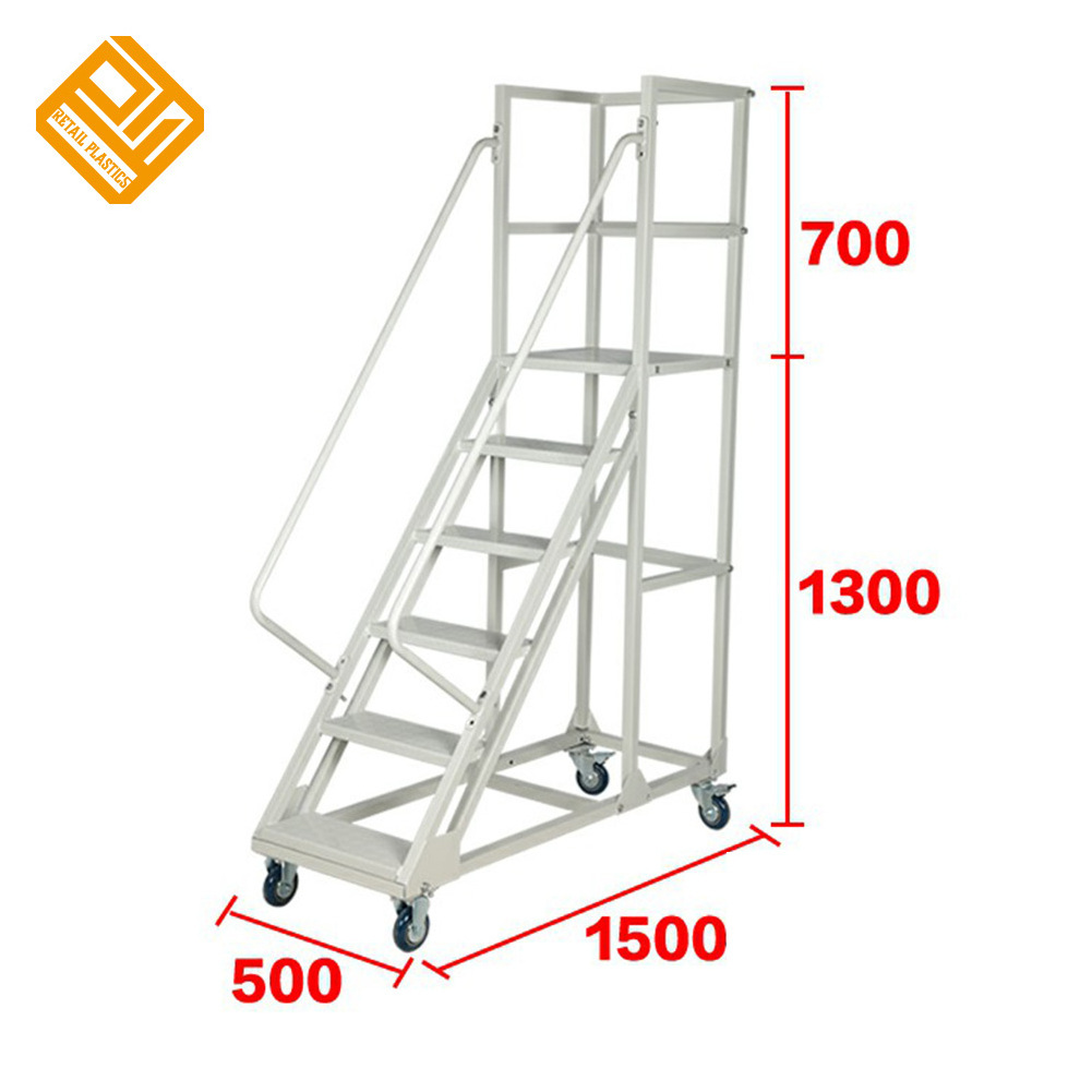 Industrial Mobile Platform Rolling Ladder with Safety Step