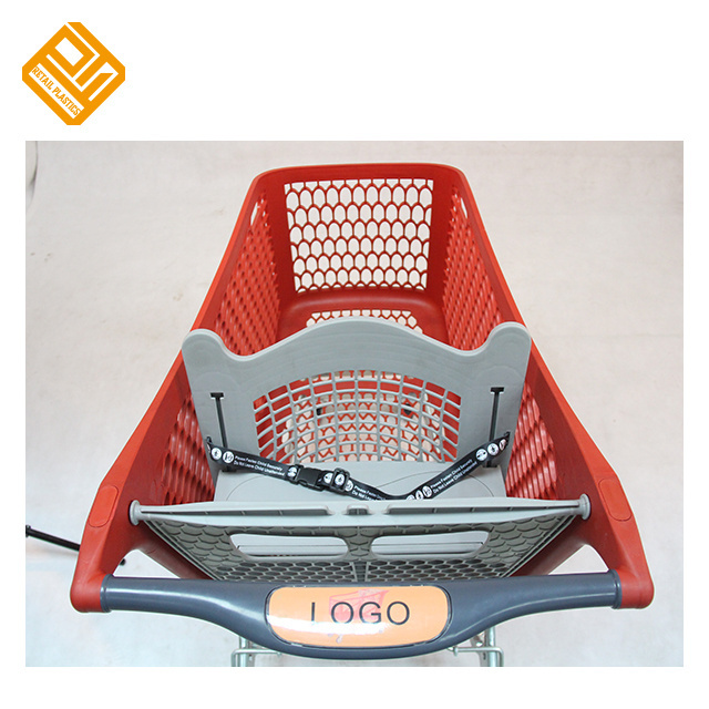 220L Hypermarket  Supermarket Grocery Store Push Trolley Plastic Shopping Cart with Advertising Handle