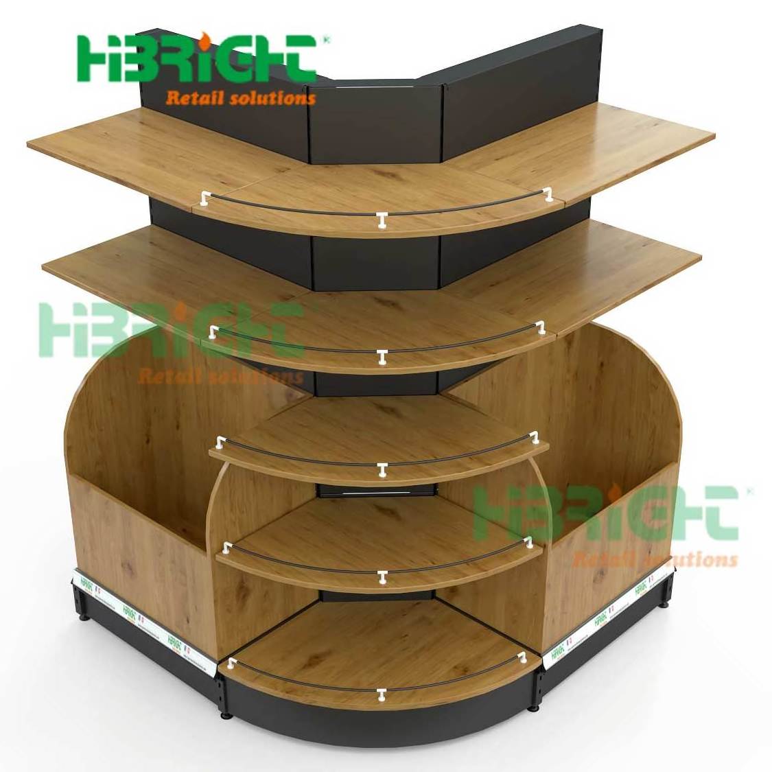 High Quality Double Sided Hardwood Gondola Convenience Store Supermarket Shelves