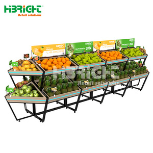 Multi layers fruit Vegetable Display shelf island type vegetable showcase rack for supermarket