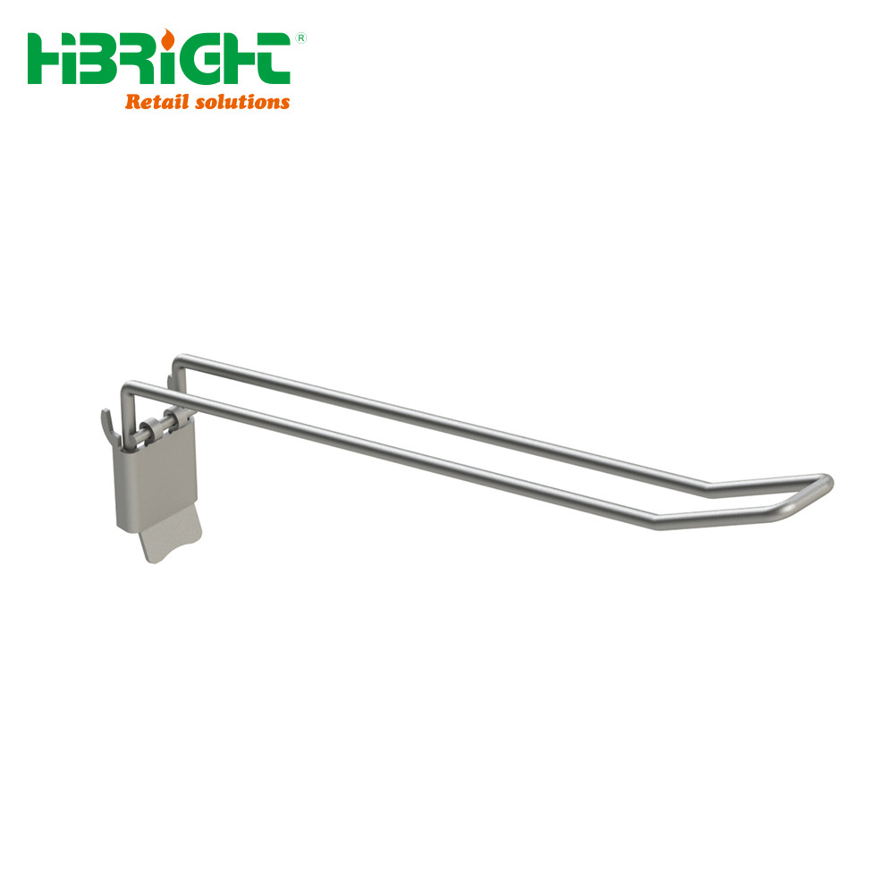 supermarket hardware metallic hanging double hook peg board display hook for grid panel